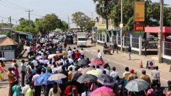 A large public demonstration against ilmenite mining and wind power generation projects in Mannar